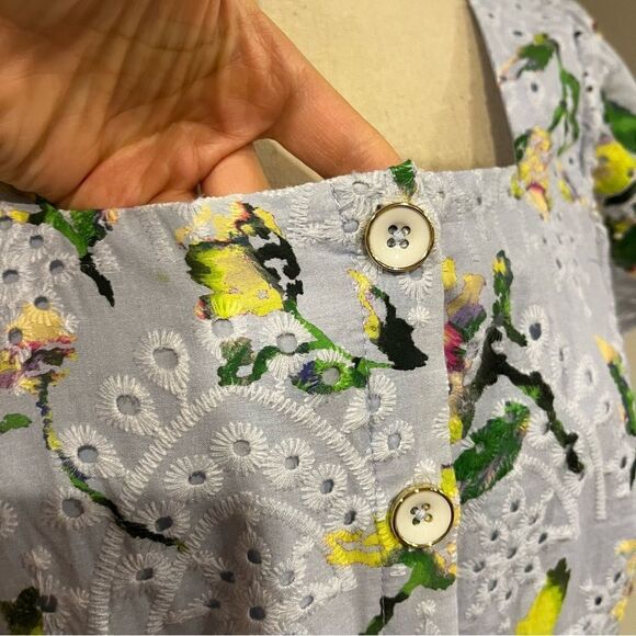 Adyson Parker Floral Embroidered Eyelet Square Neck Button Down Dress - Picture 3 of 15